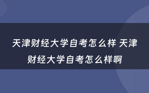 天津财经大学自考怎么样 天津财经大学自考怎么样啊