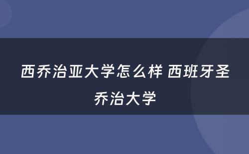 西乔治亚大学怎么样 西班牙圣乔治大学