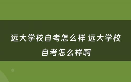 远大学校自考怎么样 远大学校自考怎么样啊