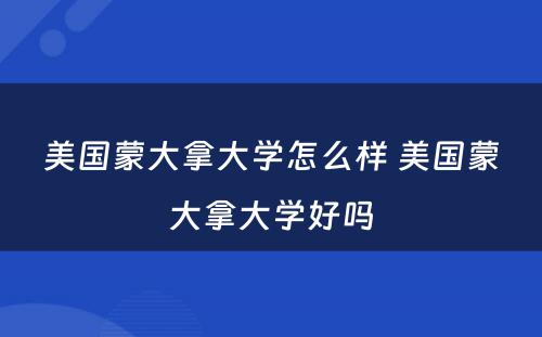 美国蒙大拿大学怎么样 美国蒙大拿大学好吗