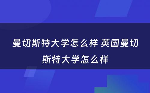 曼切斯特大学怎么样 英国曼切斯特大学怎么样
