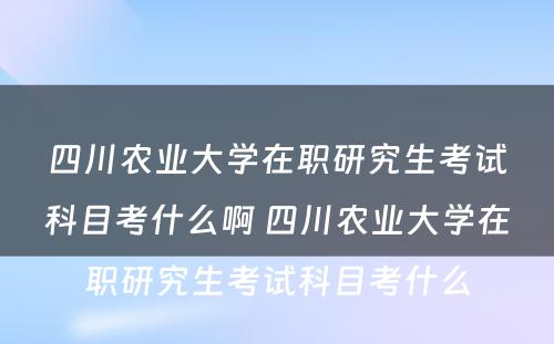 四川农业大学在职研究生考试科目考什么啊 四川农业大学在职研究生考试科目考什么