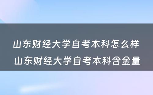 山东财经大学自考本科怎么样 山东财经大学自考本科含金量
