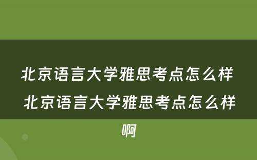 北京语言大学雅思考点怎么样 北京语言大学雅思考点怎么样啊