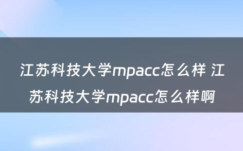 江苏科技大学mpacc怎么样 江苏科技大学mpacc怎么样啊