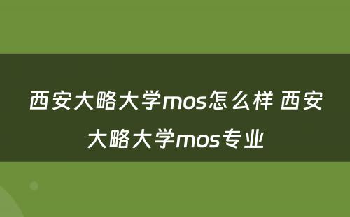 西安大略大学mos怎么样 西安大略大学mos专业