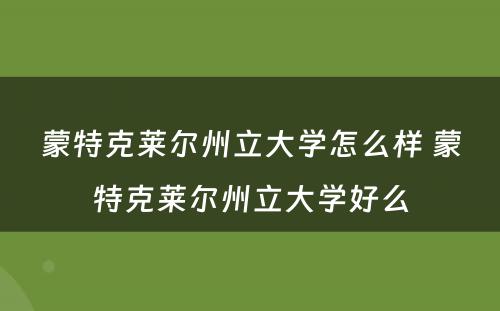 蒙特克莱尔州立大学怎么样 蒙特克莱尔州立大学好么