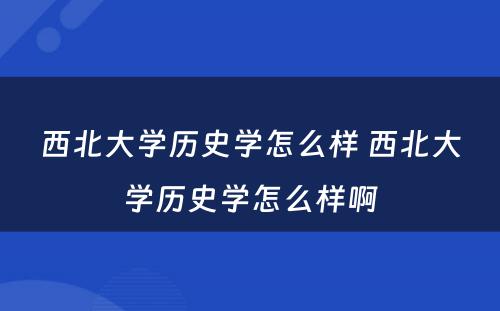 西北大学历史学怎么样 西北大学历史学怎么样啊