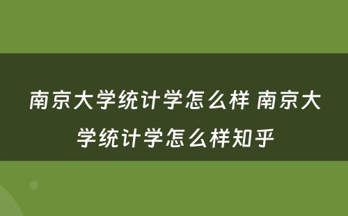 南京大学统计学怎么样 南京大学统计学怎么样知乎