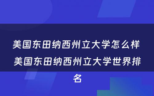 美国东田纳西州立大学怎么样 美国东田纳西州立大学世界排名