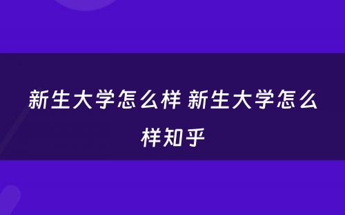 新生大学怎么样 新生大学怎么样知乎