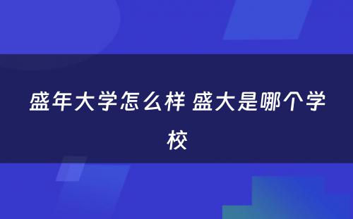 盛年大学怎么样 盛大是哪个学校