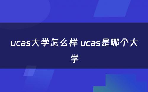ucas大学怎么样 ucas是哪个大学