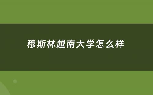 穆斯林越南大学怎么样 