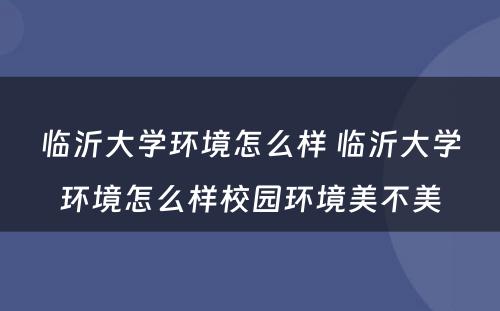 临沂大学环境怎么样 临沂大学环境怎么样校园环境美不美