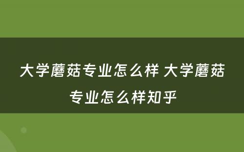 大学蘑菇专业怎么样 大学蘑菇专业怎么样知乎