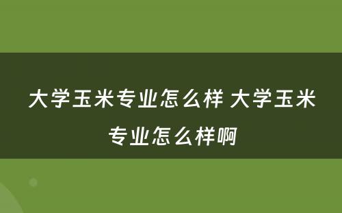 大学玉米专业怎么样 大学玉米专业怎么样啊
