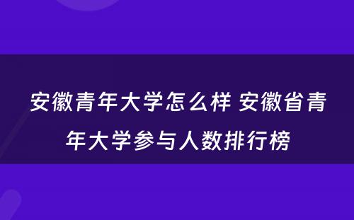 安徽青年大学怎么样 安徽省青年大学参与人数排行榜