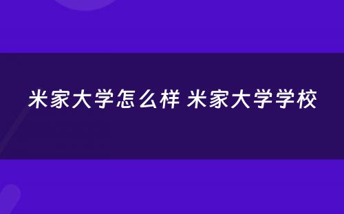 米家大学怎么样 米家大学学校