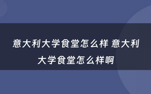 意大利大学食堂怎么样 意大利大学食堂怎么样啊