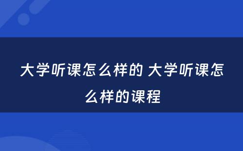 大学听课怎么样的 大学听课怎么样的课程