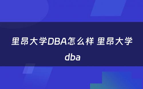 里昂大学DBA怎么样 里昂大学 dba