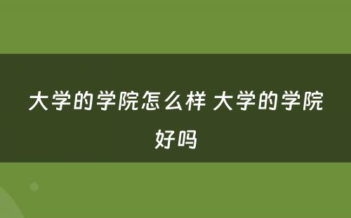 大学的学院怎么样 大学的学院好吗