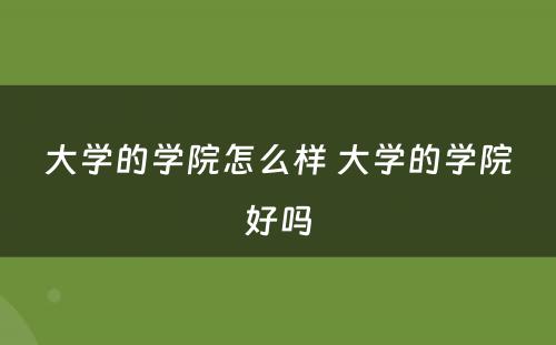 大学的学院怎么样 大学的学院好吗