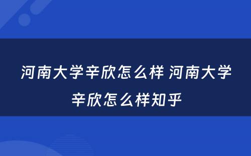 河南大学辛欣怎么样 河南大学辛欣怎么样知乎