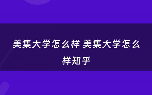 美集大学怎么样 美集大学怎么样知乎