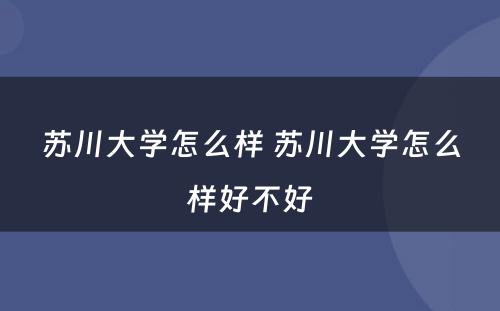 苏川大学怎么样 苏川大学怎么样好不好