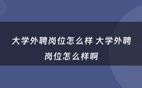 大学外聘岗位怎么样 大学外聘岗位怎么样啊