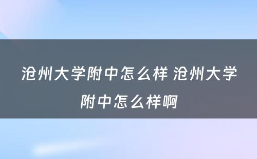 沧州大学附中怎么样 沧州大学附中怎么样啊