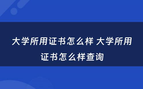大学所用证书怎么样 大学所用证书怎么样查询