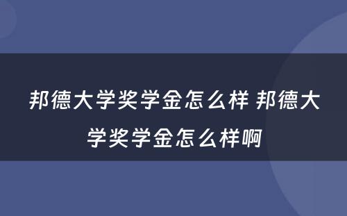 邦德大学奖学金怎么样 邦德大学奖学金怎么样啊