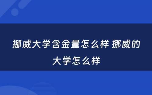挪威大学含金量怎么样 挪威的大学怎么样