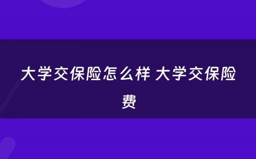 大学交保险怎么样 大学交保险费
