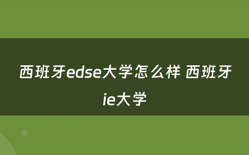 西班牙edse大学怎么样 西班牙ie大学