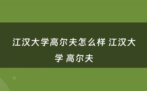 江汉大学高尔夫怎么样 江汉大学 高尔夫