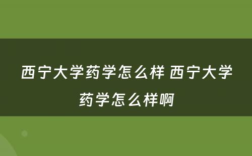 西宁大学药学怎么样 西宁大学药学怎么样啊