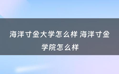 海洋寸金大学怎么样 海洋寸金学院怎么样