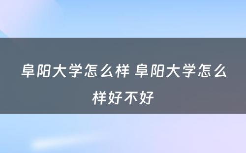 阜阳大学怎么样 阜阳大学怎么样好不好