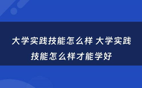 大学实践技能怎么样 大学实践技能怎么样才能学好
