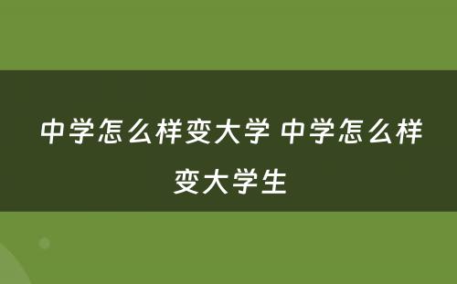 中学怎么样变大学 中学怎么样变大学生