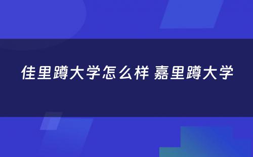 佳里蹲大学怎么样 嘉里蹲大学