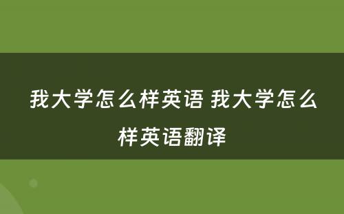 我大学怎么样英语 我大学怎么样英语翻译