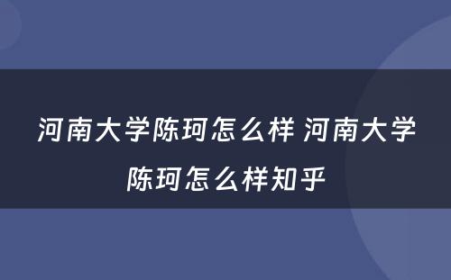 河南大学陈珂怎么样 河南大学陈珂怎么样知乎