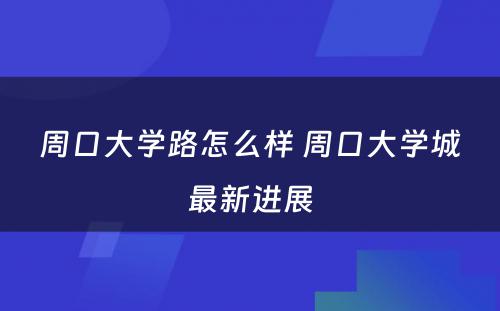 周口大学路怎么样 周口大学城最新进展