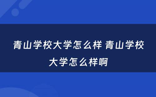 青山学校大学怎么样 青山学校大学怎么样啊