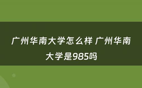 广州华南大学怎么样 广州华南大学是985吗
